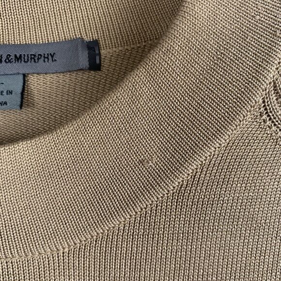 Johnston Murphy Sweater Mens Large Preppy Silk Pullover Tan Casual Adult - Picture 3 of 5